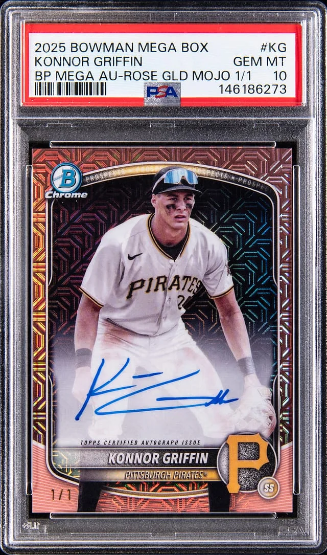 2025 Bowman Konnor Griffin Mega Box Bowman Prospect Mega Autographs Rose Gold Mojo #BMA-KG card image