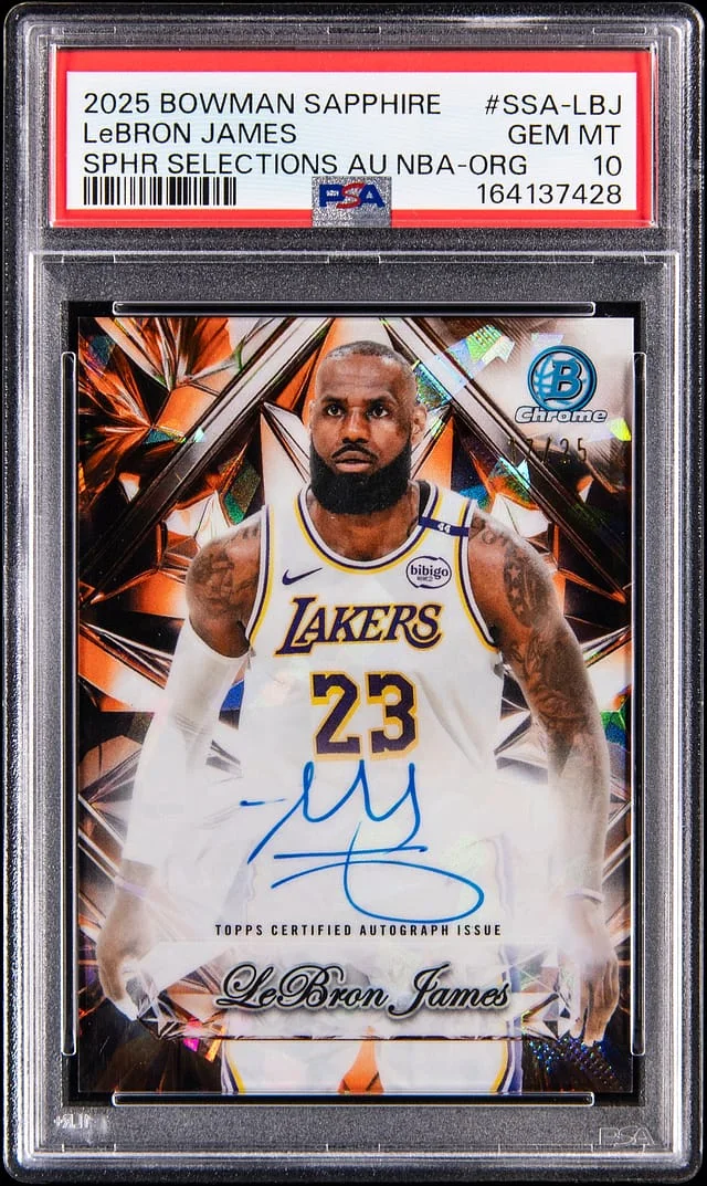 2025 Bowman LeBron James Sapphire Selections Autographs NBA Orange #SSA-LBJ card image