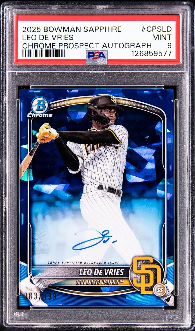 2025 Bowman Leo De Vries Sapphire Chrome Prospect Autographs #CPS-LD card image