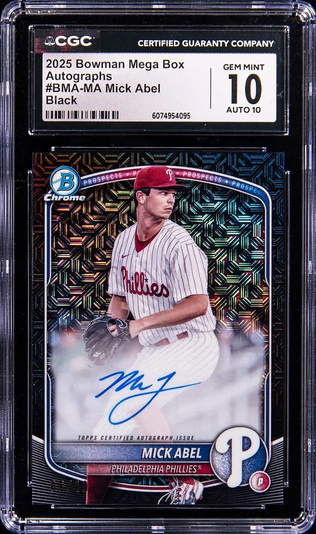 2025 Bowman Mick Abel Mega Box Autographs Black #BMA-MA card image