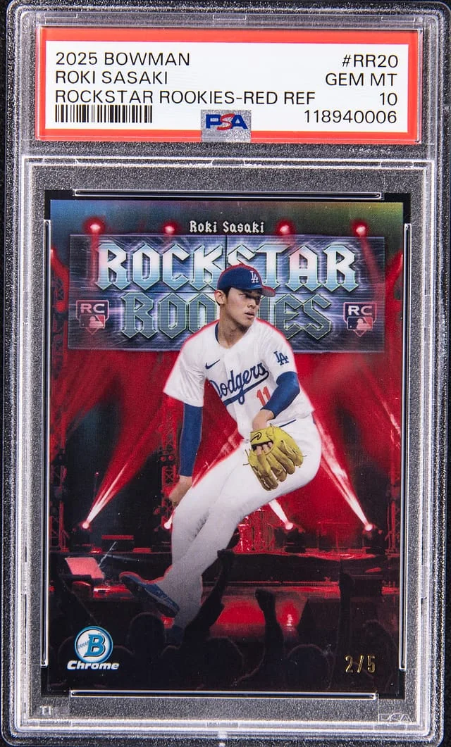 2025 Bowman Roki Sasaki Rockstar Rookies Red Refractor #RR20 card image