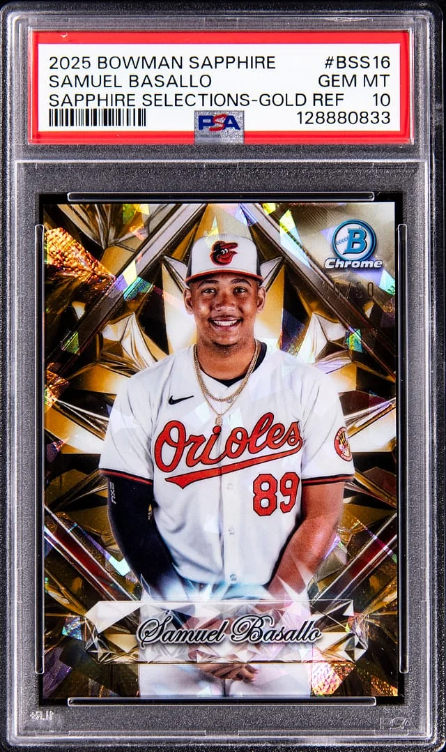 2025 Bowman Samuel Basallo Sapphire Edition Sapphire Selections Gold Refractor #BSS16 card image