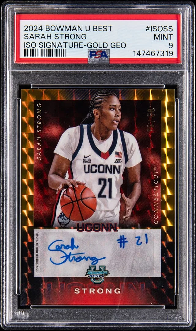 2025 Bowman University Best Sarah Strong ISO Signature Gold Geometric #ISO-SS card image