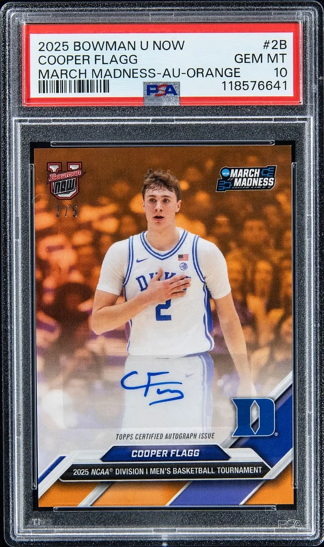 2025 Bowman University Cooper Flagg Now March Madness Autographs Orange #28 card image