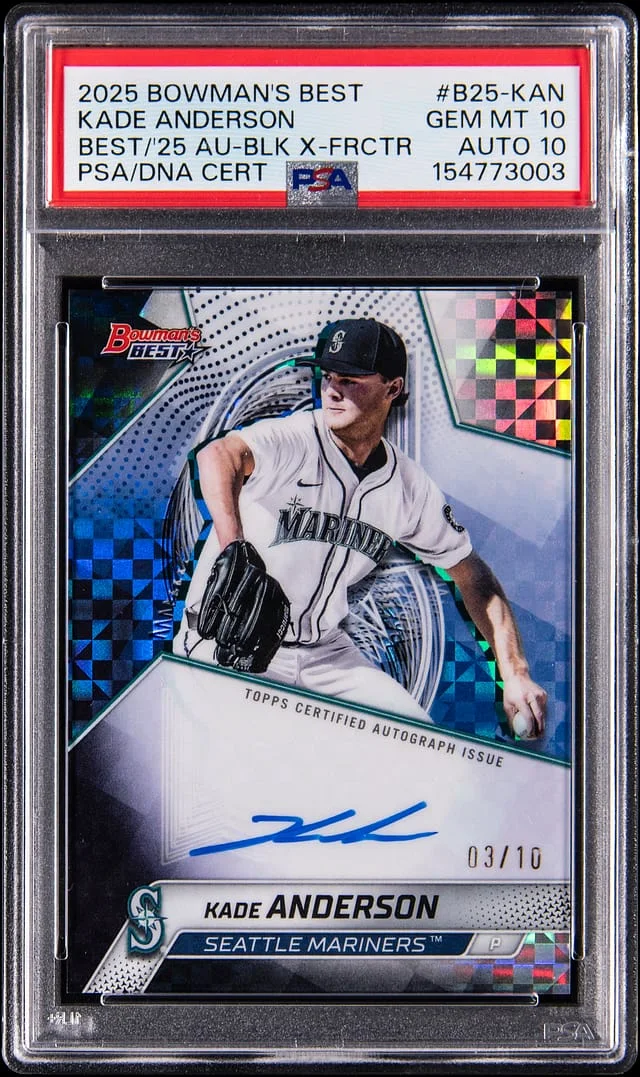 2025 Bowman's Best Kade Anderson 25 Autograph-Black X-Fractor #B25-KAN card image