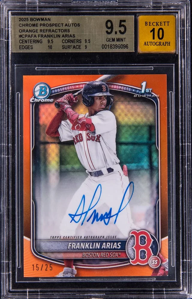 2025 Chrome Prospect Autographs Orange Refractors Franklin Arias #CPA-FA card image