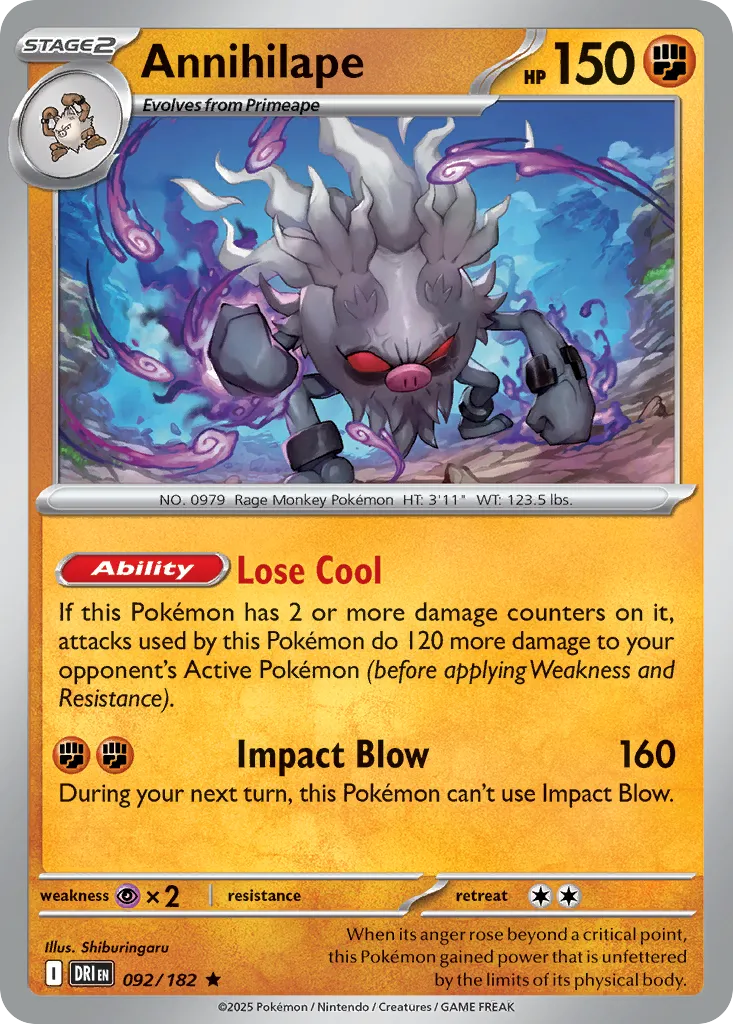 2025 Destined Rivals Annihilape #092/182 Rare card image