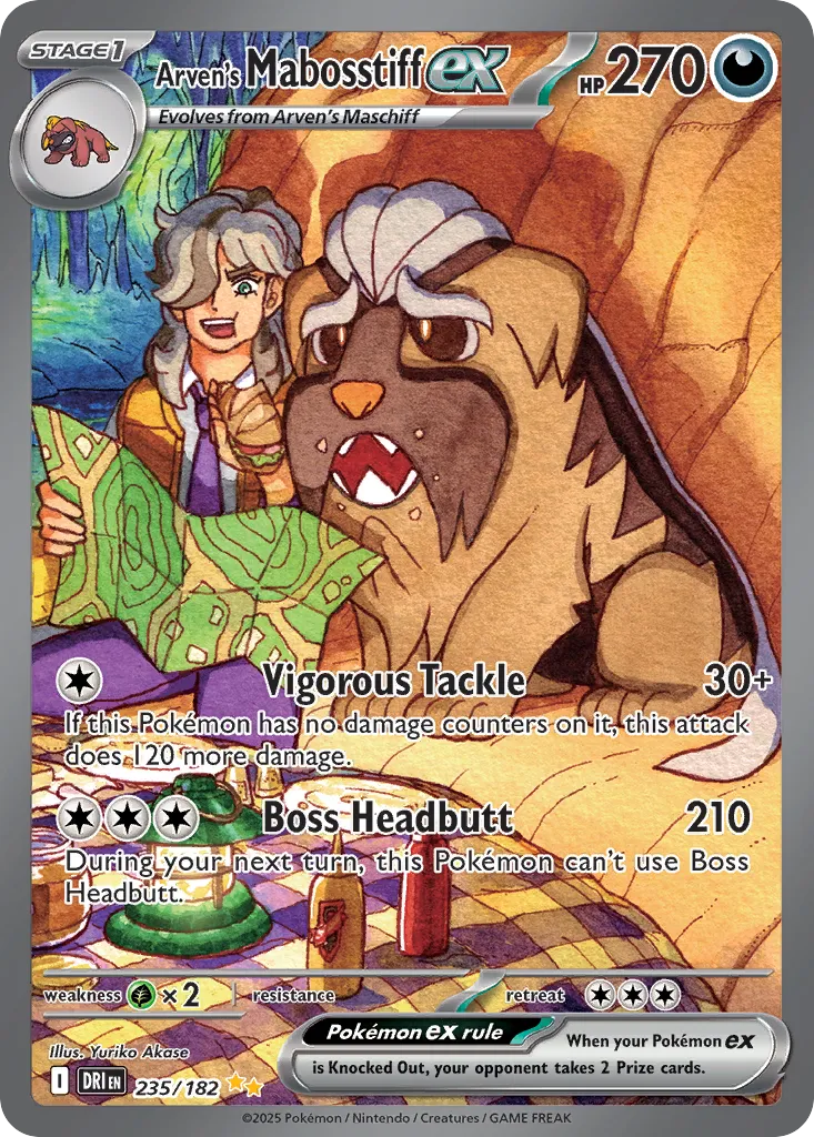 2025 Destined Rivals Arven's Mabosstiff ex #235/182 Special Illustration Rare card image