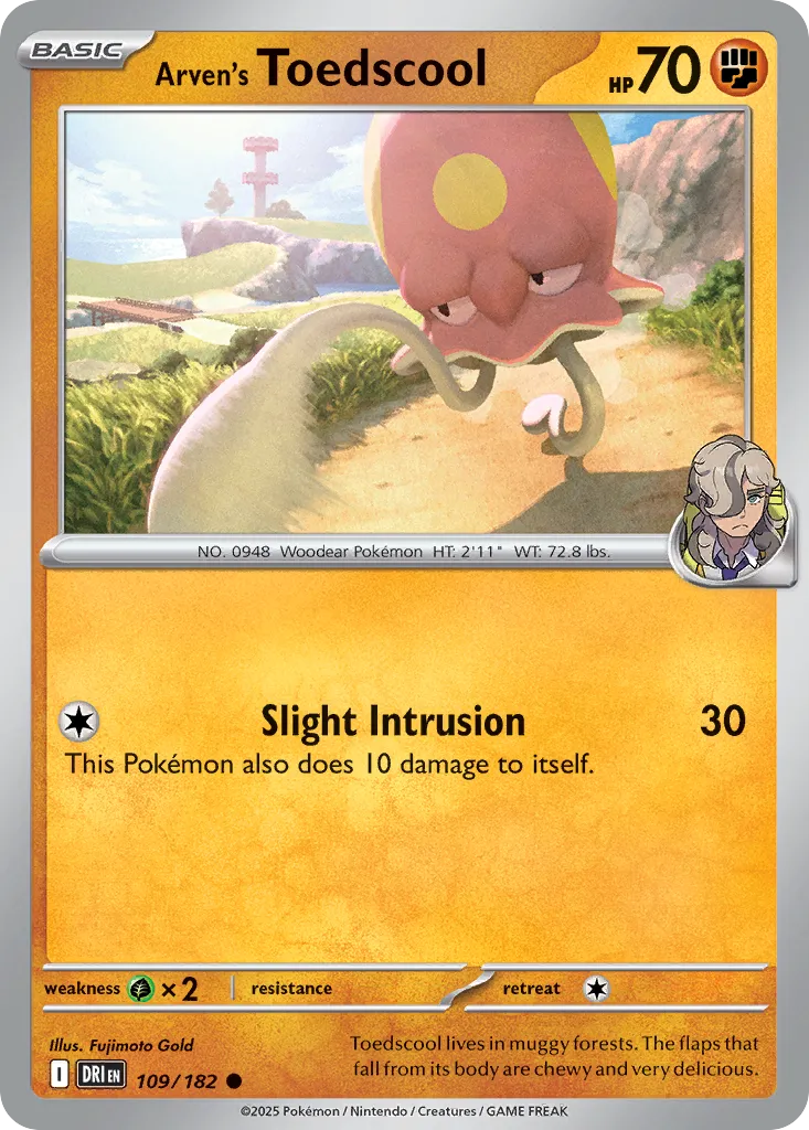 2025 Destined Rivals Arven's Toedscool Common #109/182 Common card image