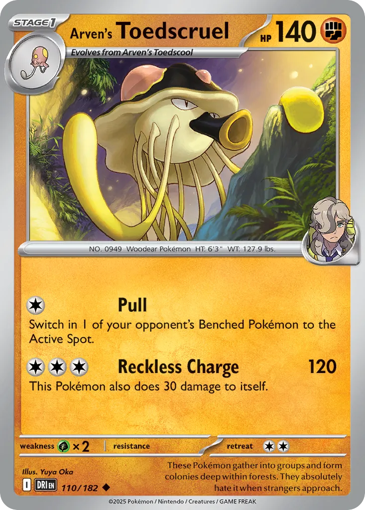 2025 Destined Rivals Arven's Toedscruel Uncommon #110/182 Uncommon card image
