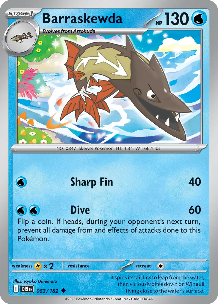 2025 Destined Rivals Barraskewda Uncommon #063/182 Uncommon card image