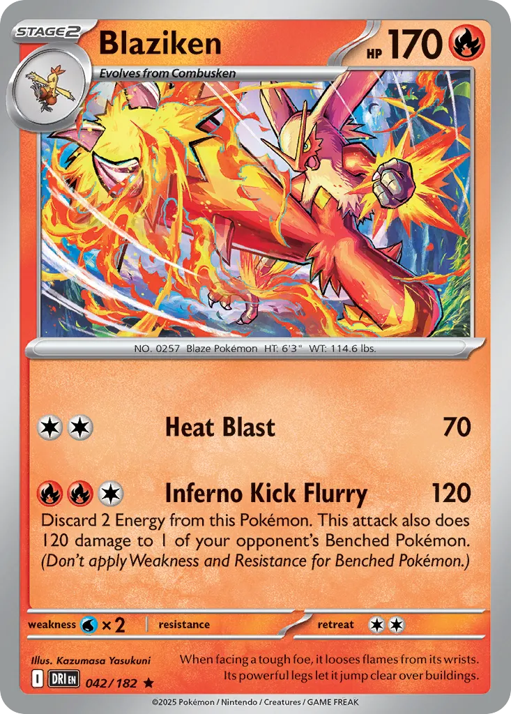 2025 Destined Rivals Blaziken Rare #042/182 Rare card image