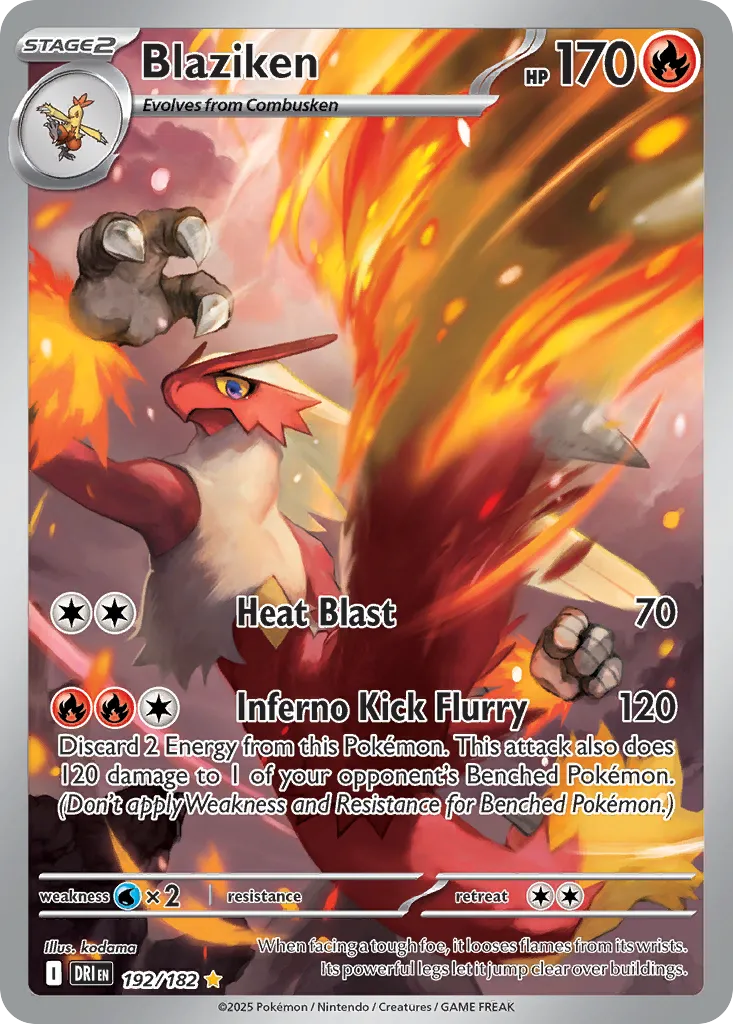 2025 Destined Rivals Blaziken Illustration Rare #192/182 Illustration Rare card image