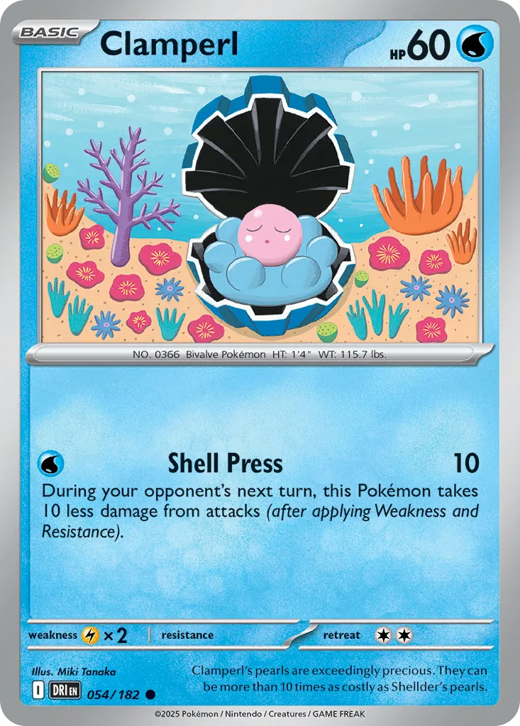 2025 Destined Rivals Clamperl Common #054/182 Common card image
