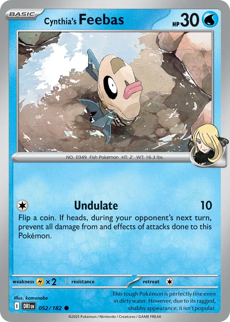 2025 Destined Rivals Cynthia's Feebas #052/182 Common card image