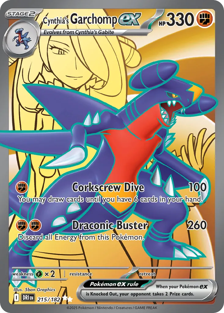 2025 Destined Rivals Cynthia's Garchomp ex Ultra Rare #215/182 Ultra Rare card image