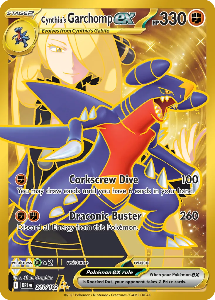 2025 Destined Rivals Cynthia's Garchomp ex #241/182 Hyper Rare card image