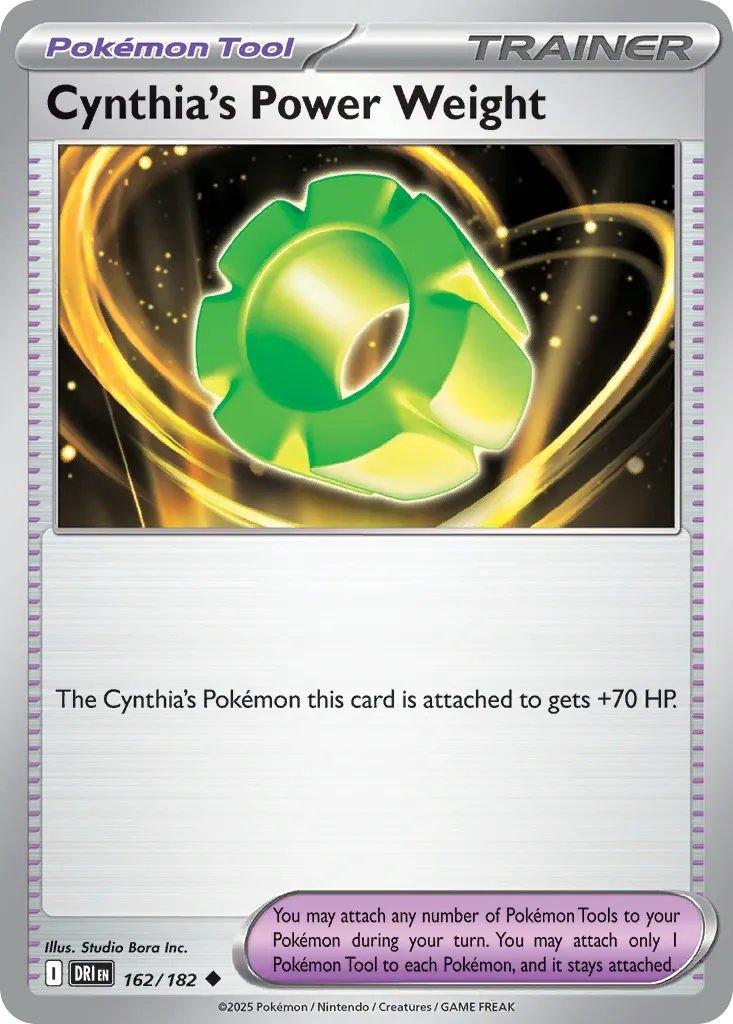 2025 Destined Rivals Cynthia's Power Weight #162/182 Uncommon card image