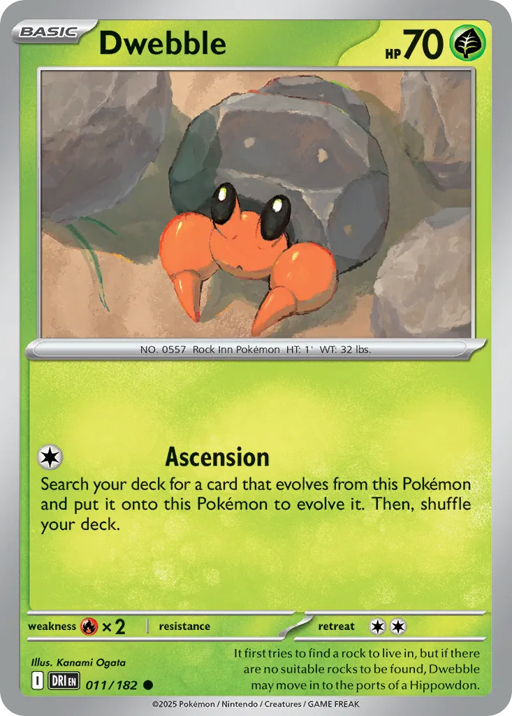 2025 Destined Rivals Dwebble Common #011/182 Common card image
