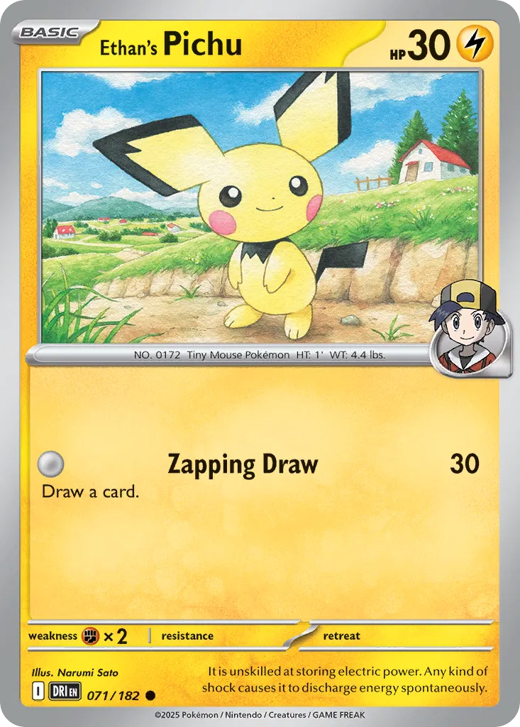 2025 Destined Rivals Ethan's Pichu #071/182 Common card image