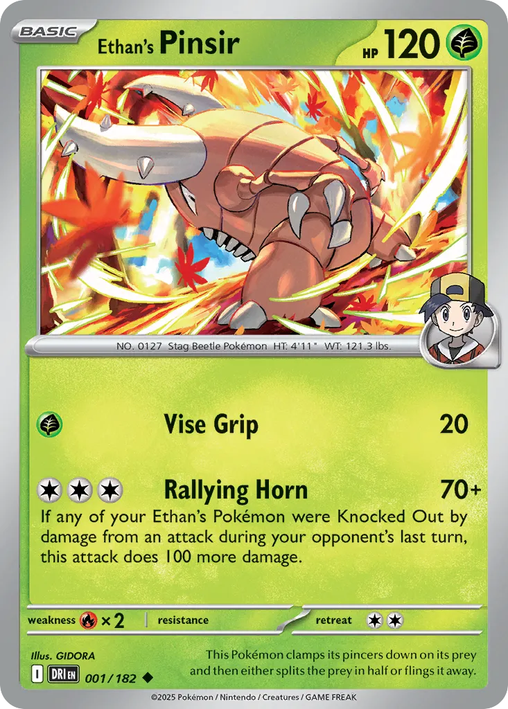 2025 Destined Rivals Ethan's Pinsir Uncommon #001/182 Uncommon card image