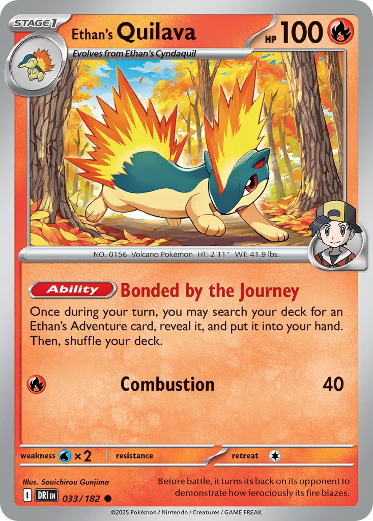 2025 Destined Rivals Ethan's Quilava Common #033/182 Common card image