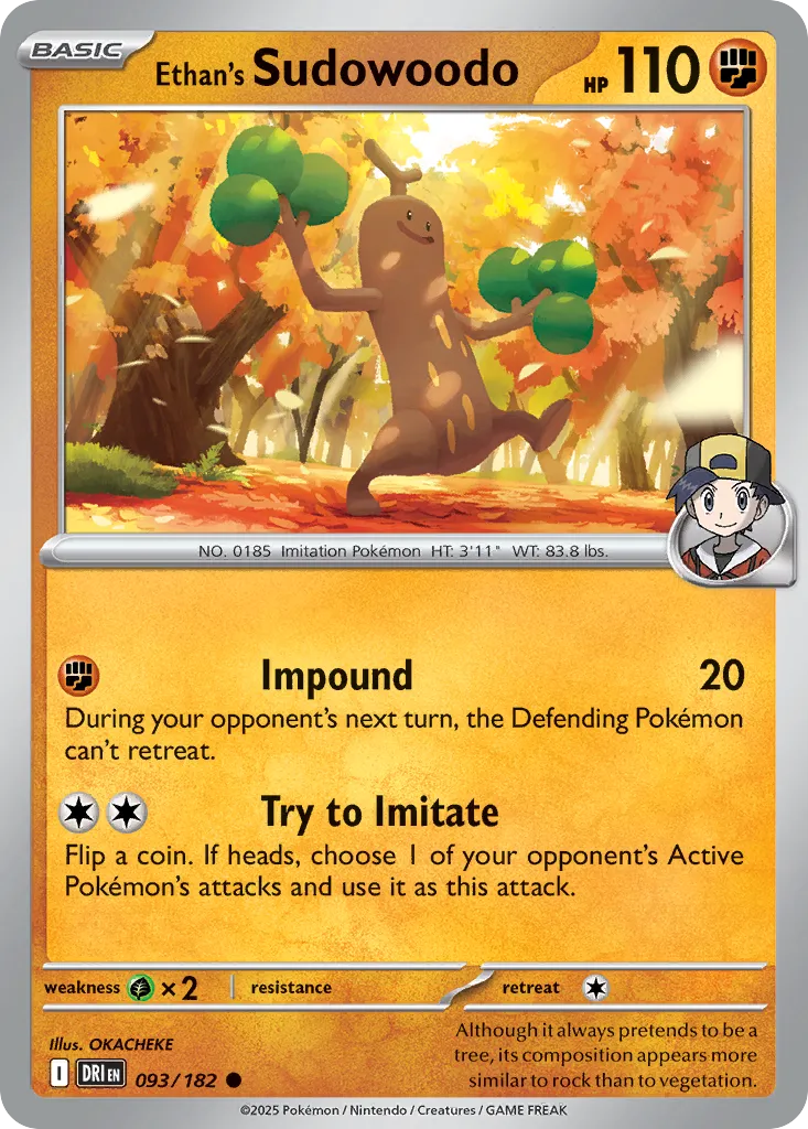 2025 Destined Rivals Ethan's Sudowoodo Common #093/182 Common card image