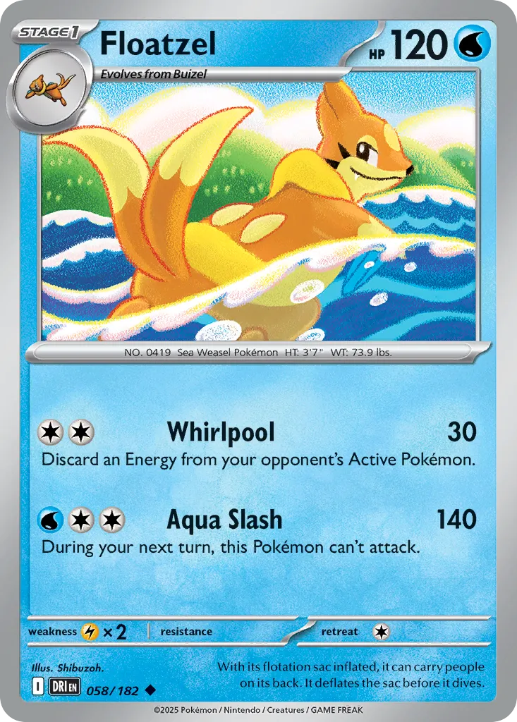 2025 Destined Rivals Floatzel Uncommon #058/182 Uncommon card image