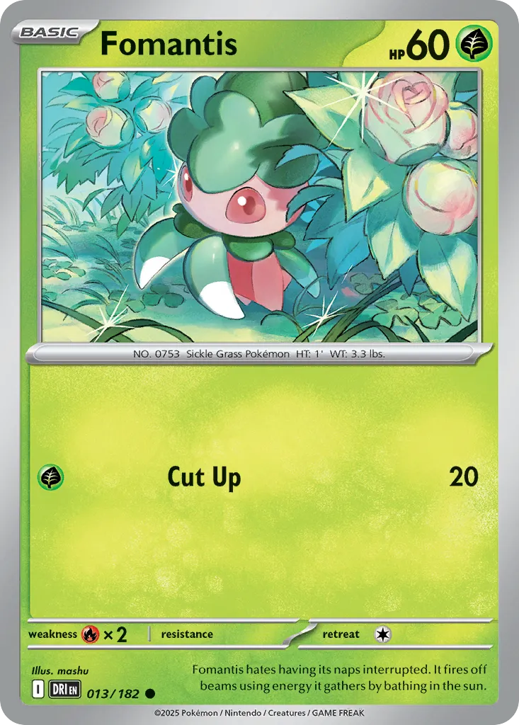 2025 Destined Rivals Fomantis Common #013/182 Common card image