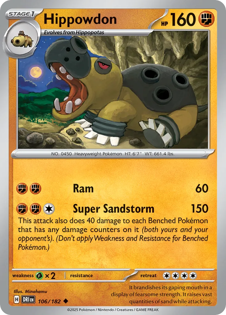 2025 Destined Rivals Hippowdon Uncommon #106/182 Uncommon card image