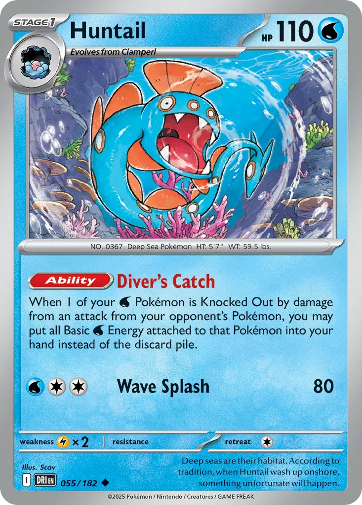 2025 Destined Rivals Huntail Uncommon #055/182 Uncommon card image