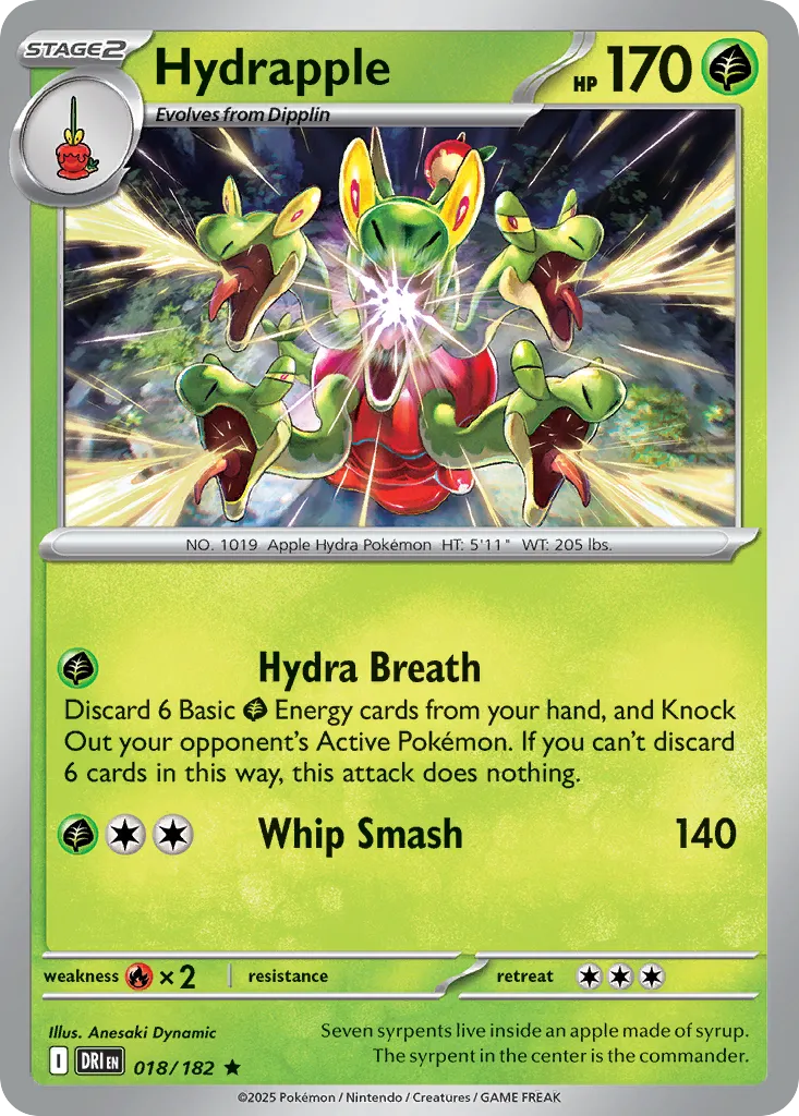 2025 Destined Rivals Hydrapple Rare #018/182 Rare card image