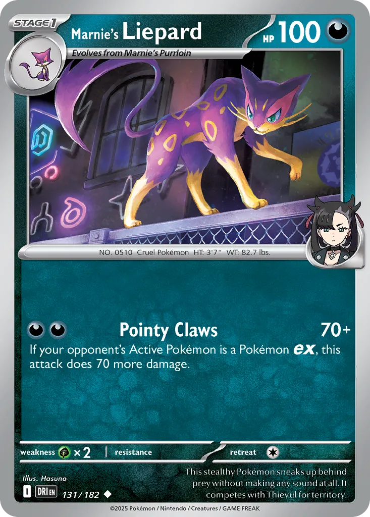 2025 Destined Rivals Marnie's Liepard Uncommon #131/182 Uncommon card image