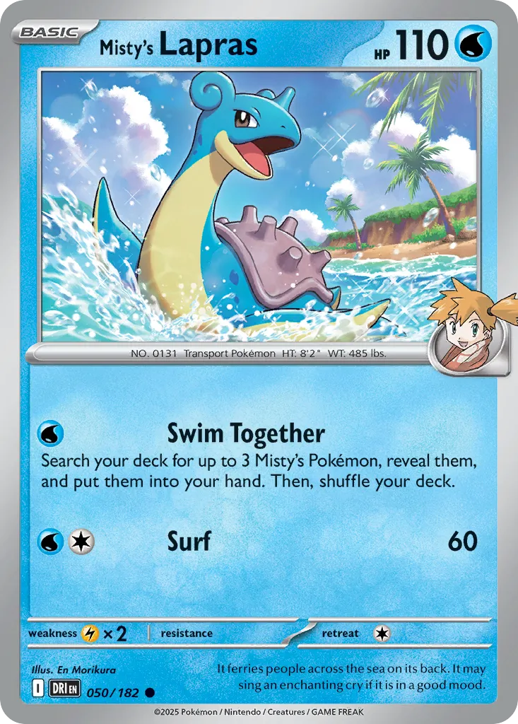 2025 Destined Rivals Misty's Lapras Common #050/182 Common card image