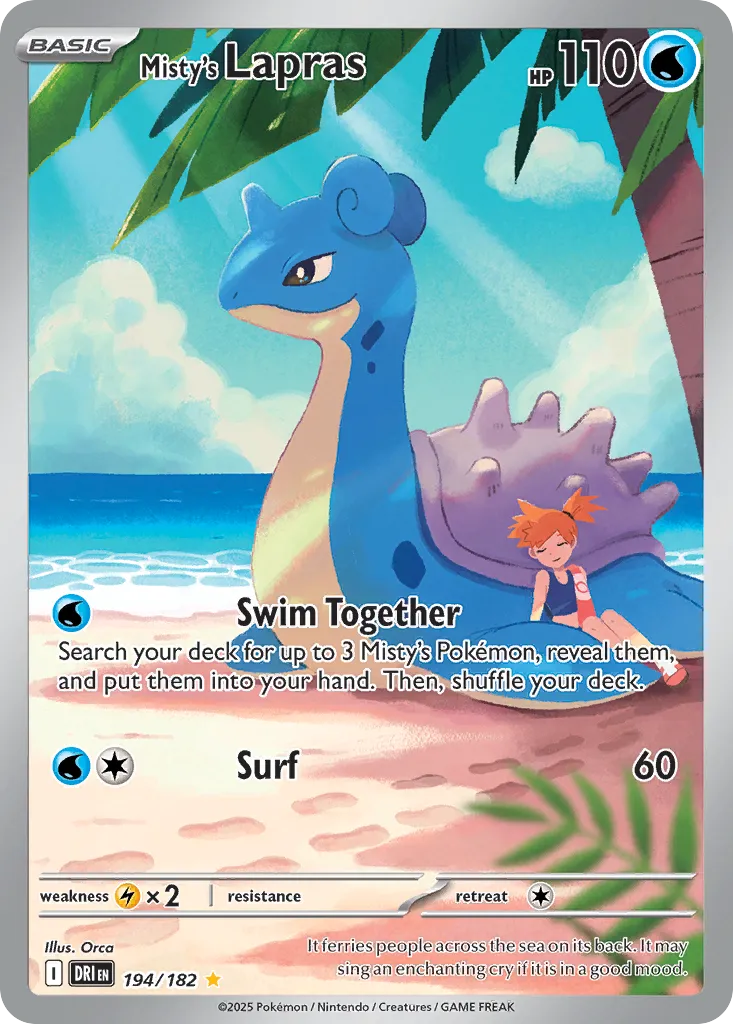 2025 Destined Rivals Misty's Lapras Illustration Rare #194/182 Illustration Rare card image