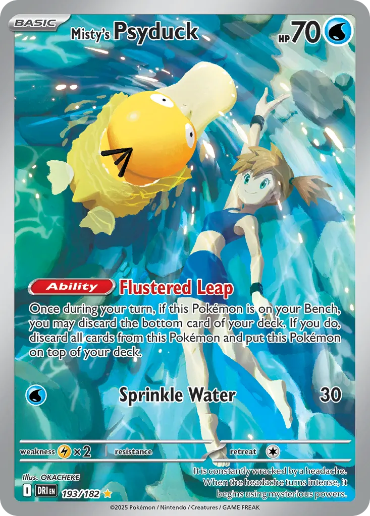 2025 Destined Rivals Misty's Psyduck Illustration Rare #193/182 Illustration Rare card image