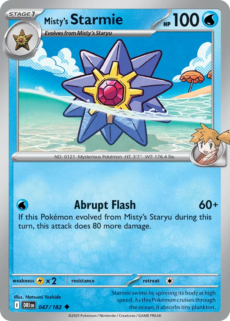 2025 Destined Rivals Misty's Starmie Uncommon #047/182 Uncommon card image