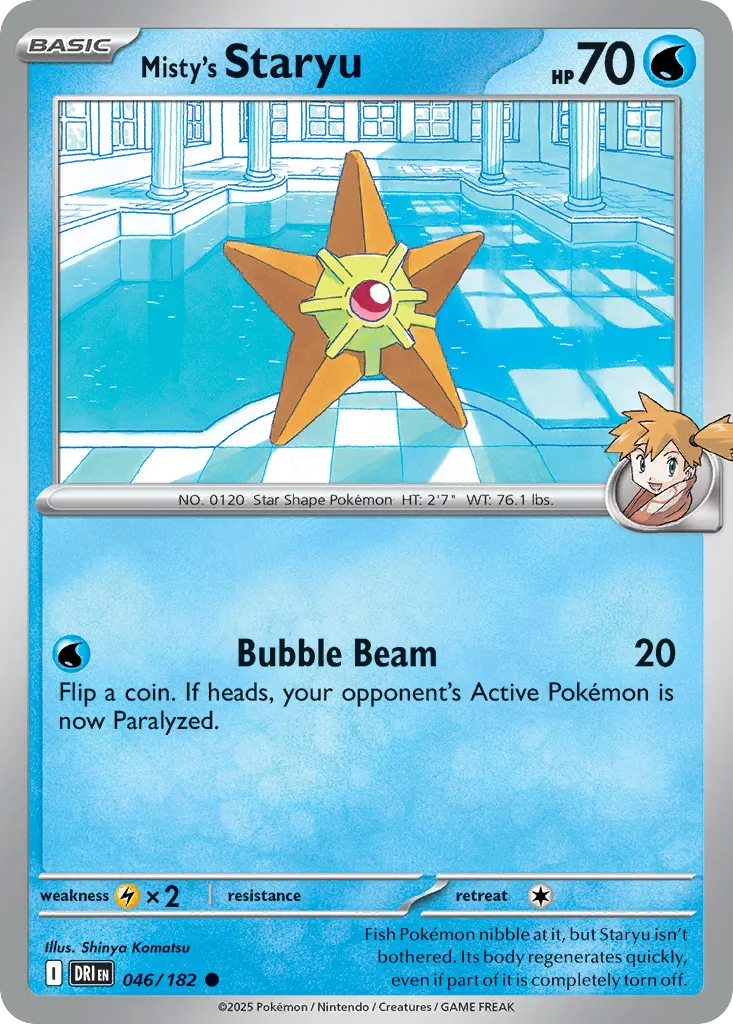 2025 Destined Rivals Misty's Staryu Common #046/182 Common card image