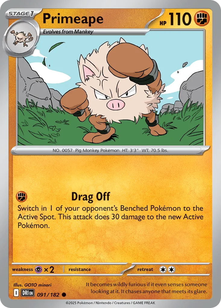 2025 Destined Rivals Primeape #091/182 Common card image