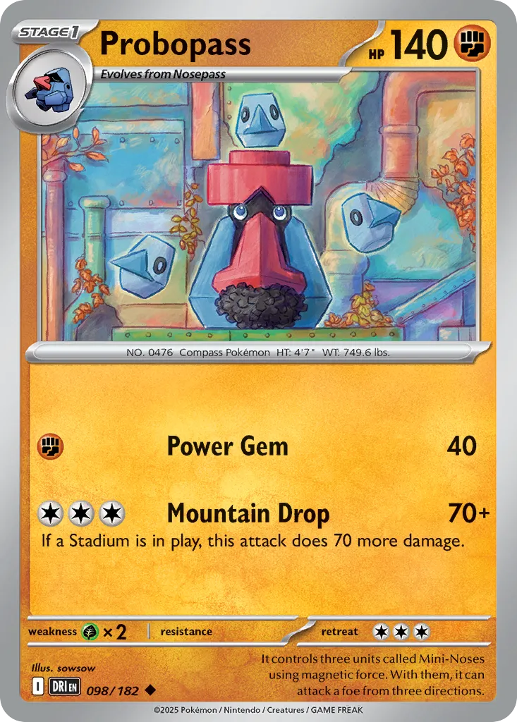 2025 Destined Rivals Probopass Uncommon #098/182 Uncommon card image