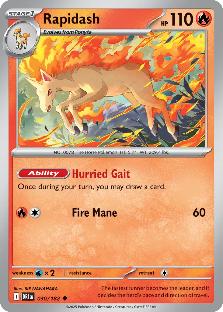 2025 Destined Rivals Rapidash Uncommon #030/182 Uncommon card image