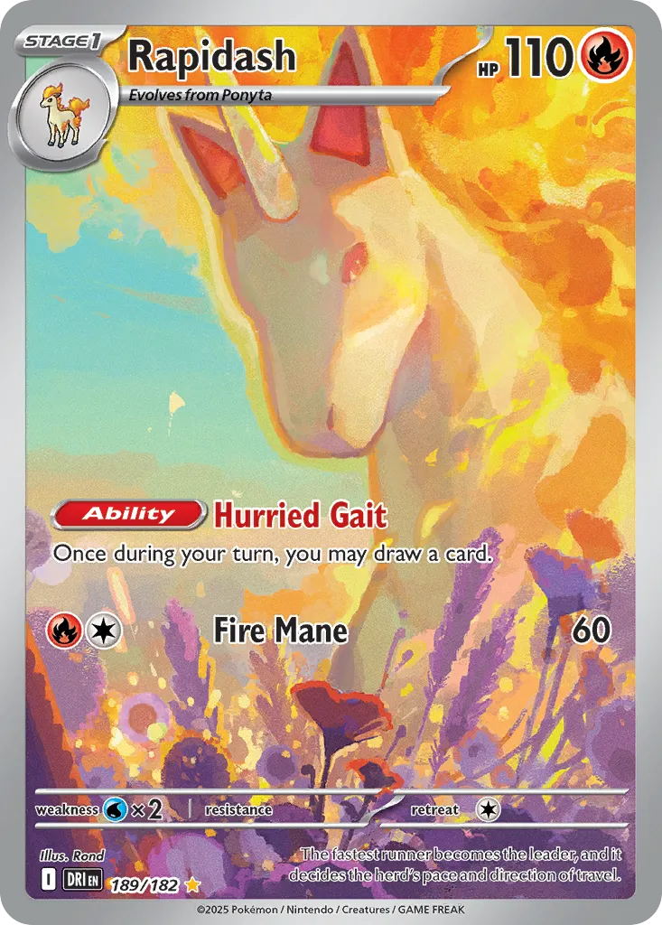2025 Destined Rivals Rapidash Illustration Rare #189/182 Illustration Rare card image