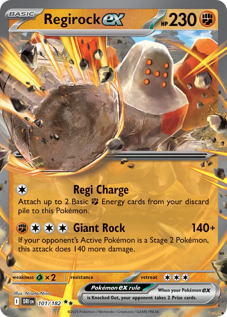 2025 Destined Rivals Regirock ex Double Rare #101/182 Double Rare card image