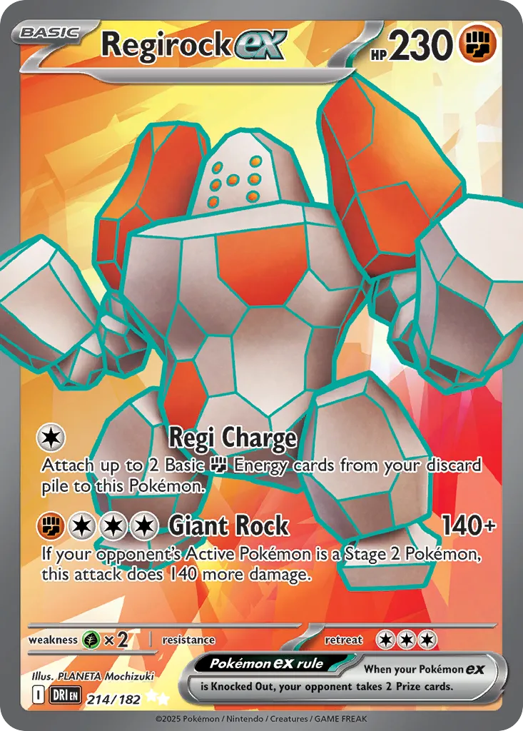 2025 Destined Rivals Regirock ex Ultra Rare #214/182 Ultra Rare card image