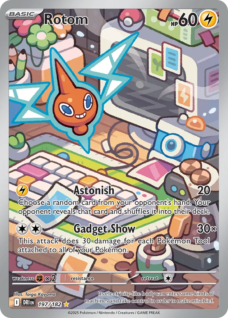 2025 Destined Rivals Rotom Illustration Rare #197/182 Illustration Rare card image