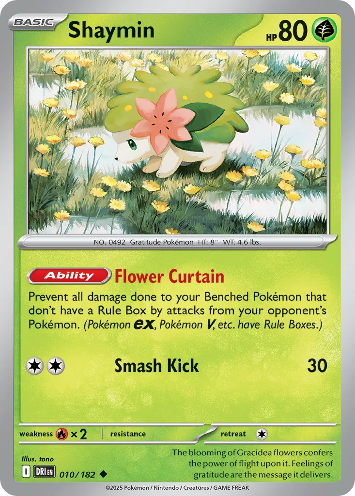 2025 Destined Rivals Shaymin Uncommon #010/182 Uncommon card image