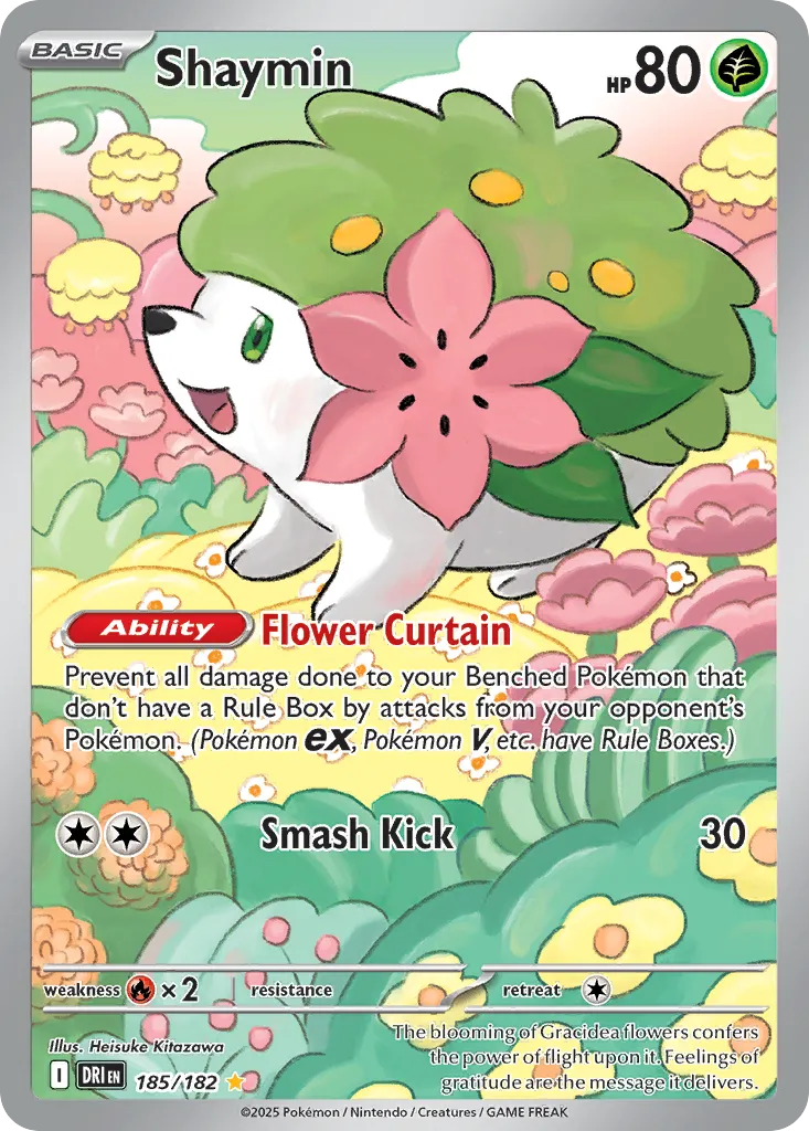 2025 Destined Rivals Shaymin Illustration Rare #185/182 Illustration Rare card image