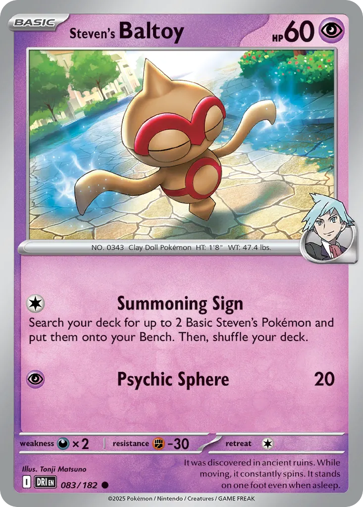 2025 Destined Rivals Steven's Baltoy Common #083/182 Common card image