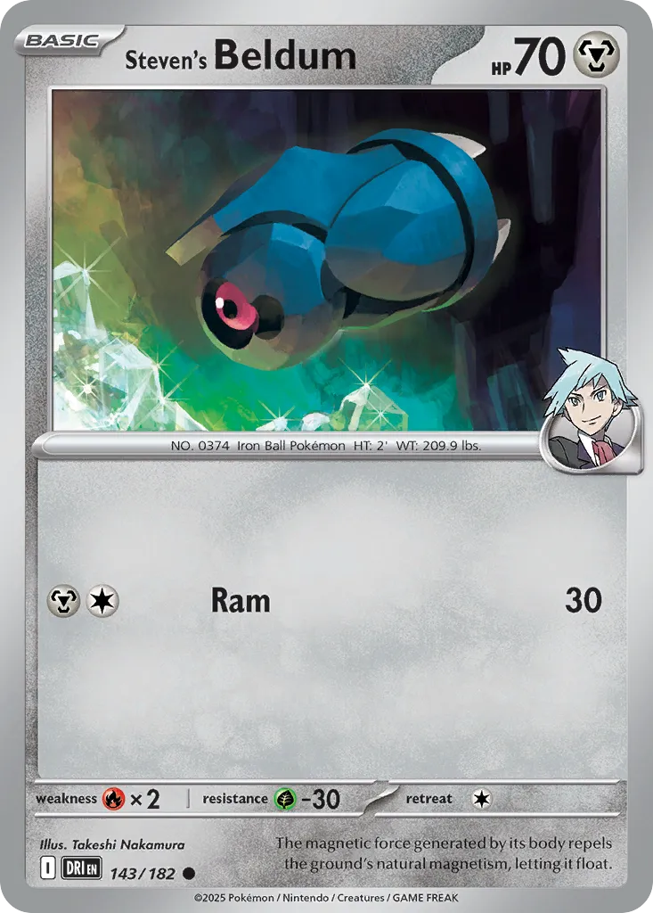 2025 Destined Rivals Steven's Beldum Common #143/182 Common card image