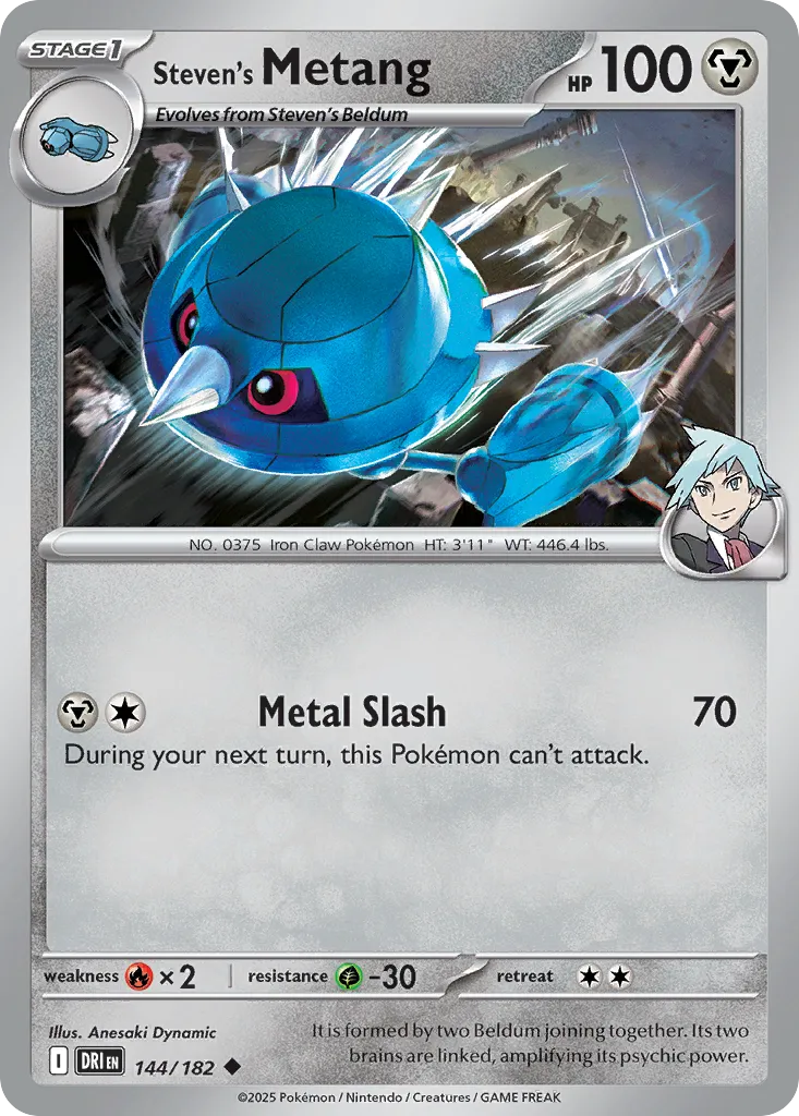 2025 Destined Rivals Steven's Metang Uncommon #144/182 Uncommon card image